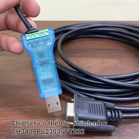 Dây USB sang RS232 cổng cái 20Cm đến 10 mét - Custom-sized USB CH340 chipset to 9-pin female D-Sub adapter cable.