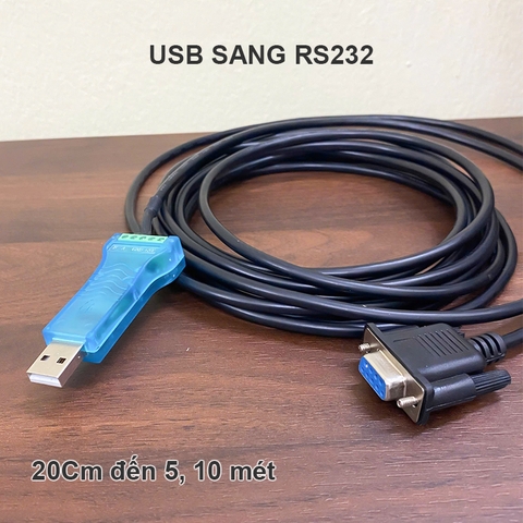 Dây USB sang RS232 cổng cái 20Cm đến 10 mét - Custom-sized USB CH340 chipset to 9-pin female D-Sub adapter cable.