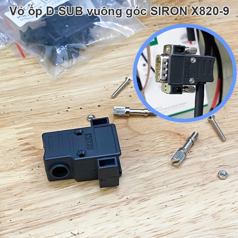 Vỏ ốp cho đầu hàn DB9 DB15 3 hàng vuông góc Siron X820-9 - Housing for 9-pin and 15-pin 3-row right-angle D-SUB soldering connectors.