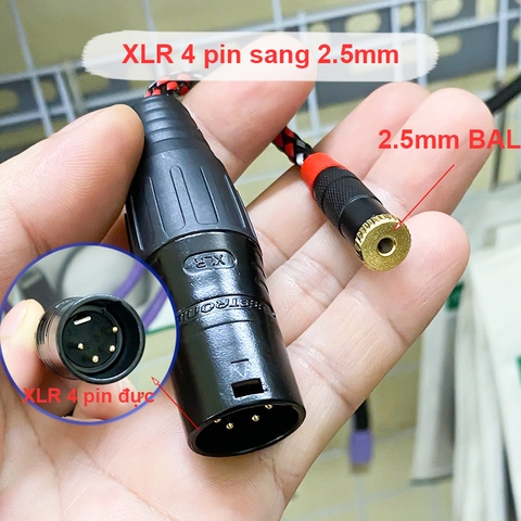 Jack chuyển 4.4 sang 3.5 đồng OFC 4N mạ bạc 10Cm - 4.4mm male to 3.5mm female balanced audio cable