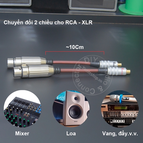 Rắc canon cái sang hoa sen cái 1 cặp 10Cm - XLR female to RCA female adapter