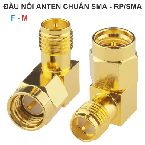 đầu nối ăng-ten chuyển đổi chuẩn SMA cái   sang RPSMA đực cái góc 90° (female – male).