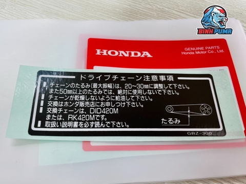 Tem thông số gắp sau Honda