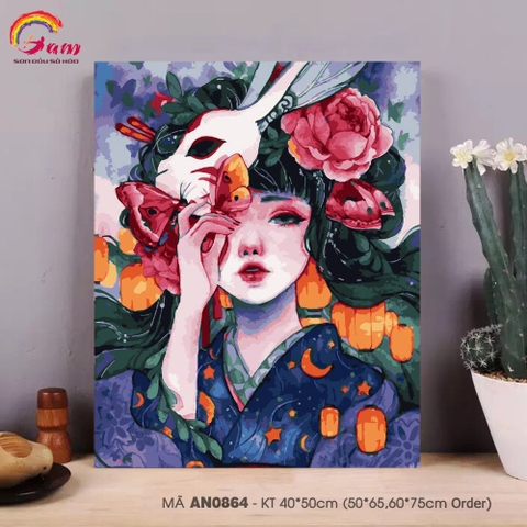 Tranh tô màu theo số cô gái nàng thơ Gam AN0864