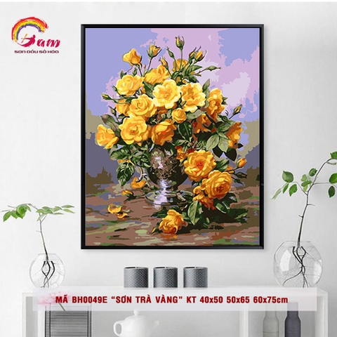 Tranh số hóa tự tô màu Sơn trà trắng sang trọng mã BH0049C