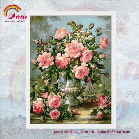 Tranh số hóa tự tô màu Sơn trà trắng sang trọng mã BH0049C