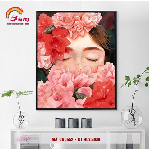 Tranh tô màu theo số cô gái hoa nàng thơ Gam CN0652