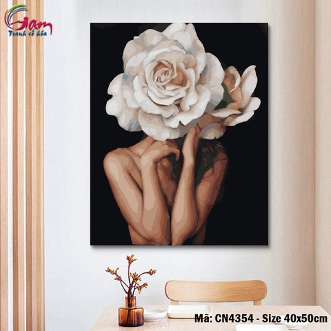 Tranh số hóa tự tô Cô gái và Hoa nghệ thuật GAM CN3091