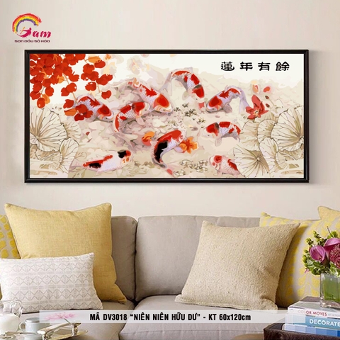 Tranh tô màu theo số Gam DV3018 khổ lớn 60x120cm KHÔNG KHUNG
