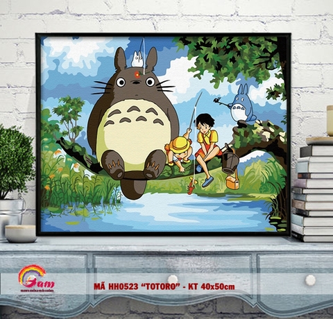 Tranh tự tô màu sơn dầu kỹ thuật số DIY hoạt hình Totoro HH0523