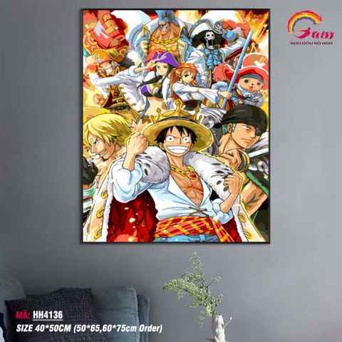 Tranh sơn dầu số hóa tự tô cho người lớn Gam One Piece Vua hải tặc HH4136