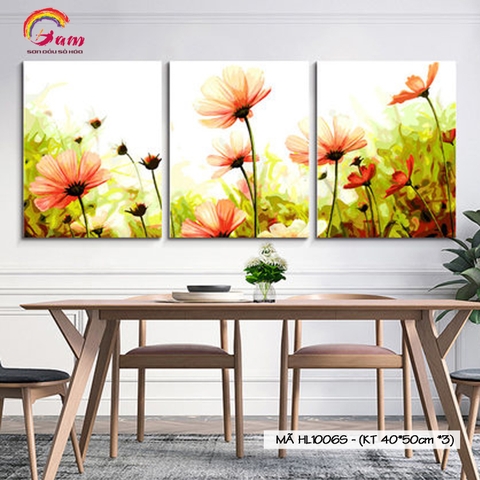 Bộ tranh sơn dầu số hóa tô màu theo số Gam Mã HL1006S Sao nhái đồng nội hoa dại
