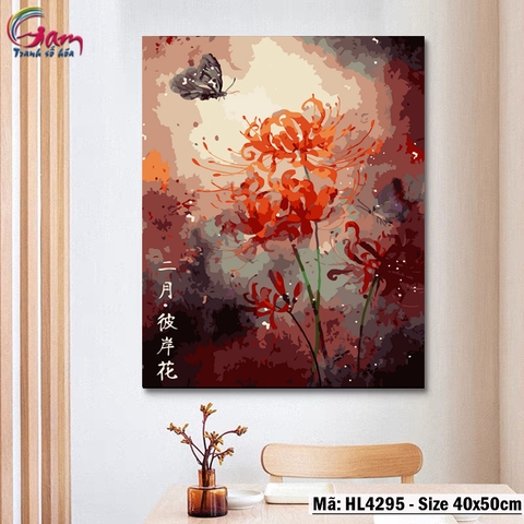 Tranh trang trí tự tô màu theo số Gam Hoa bỉ ngạn HL4295