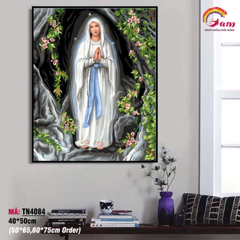 Tranh sơn dầu số hóa tự tô màu Gam Đức mẹ Maria TN4084
