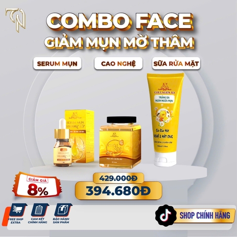 Combo Face Giảm Mụn Mờ Thâm (Serum + Cao Nghệ + Sữa Rửa Mặt)