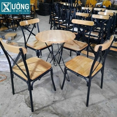 Bàn ghế cafe Nan X - mặt gỗ/nệm