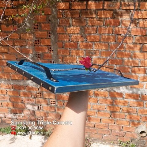 Khay gỗ xanh dương
