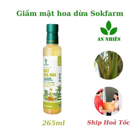 Giấm mật hoa dừa Sokfarm thuần chay thực dưỡng chai 265ml