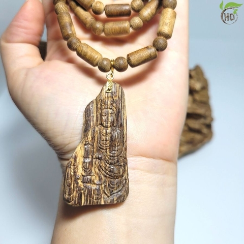 DÂY CHUYỀN TRẦM HƯƠNG TRÚC TRÒN - MẶT PHẬT QUAN ÂM