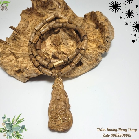 DÂY CHUYỀN TRẦM HƯƠNG TRỤ TRÚC NHỎ - MẶT PHẬT QUAN ÂM