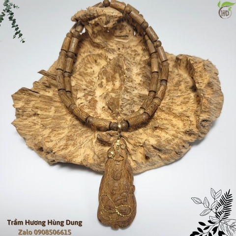 DÂY CHUYỀN TRẦM HƯƠNG TRỤ TRÚC NHỎ - MẶT PHẬT QUAN ÂM