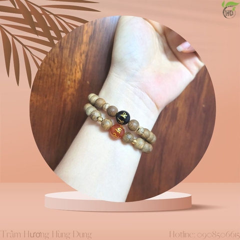 VÒNG TRẦM HƯƠNG TỰ NHIÊN NỮ 8MM MIX HẠT PHONG THỦY