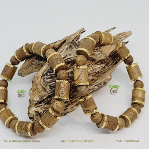 VÒNG TRẦM HƯƠNG TRỤ TRÚC BỌC VÀNG - SIZE 10MM