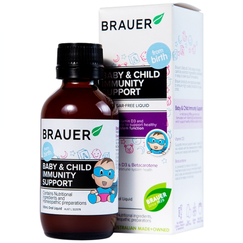 Siro BRAUER IMMUITY+D3-tăng để kháng (từ sơ sinh)-100ml
