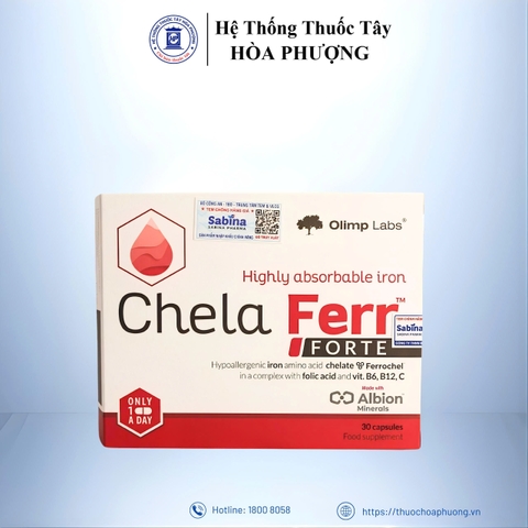 Chela Ferr Forte Olimp Labs - Bổ sung sắt hữu cơ cho bà bầu - Hộp 30 viên