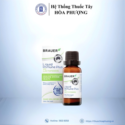 Siro Brauer Liquid Immune Plus With Lactoferrin hỗ trợ tăng sức đề kháng (Hộp 1 lọ 23ml)