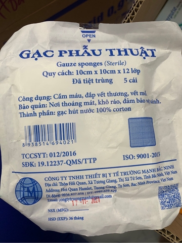 Gạc phẫu thuật 10cm*12 lớp
