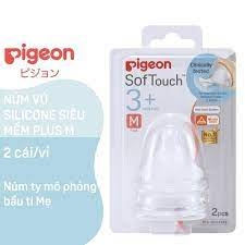 Núm vú Silicon bìnhPigeon 3 tháng+ Vỉ 2 chiếc