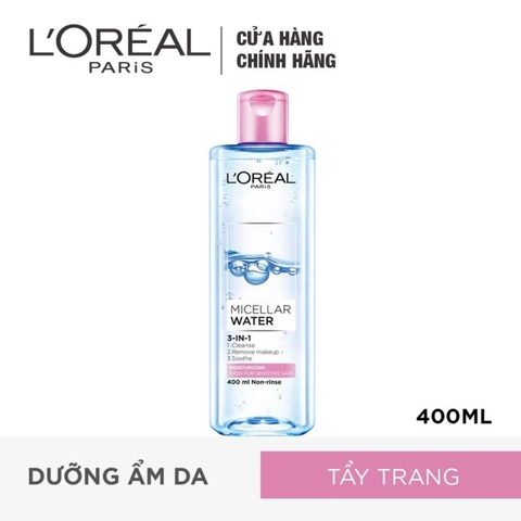 Tẩy trang L'oreal hồng cho da thường, nhạy cảm 400ml
