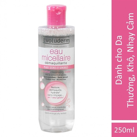 Nước tẩy trang dành cho da khô và da nhạy cảm Evoluderm 250ml