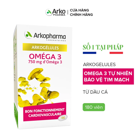 Viên uống ARKOGELULES OMEGA 3 180 viên- Tim mạch