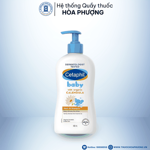 Sữa tắm gội Cetaphil baby wash & shampoo with organic calendula 400ml