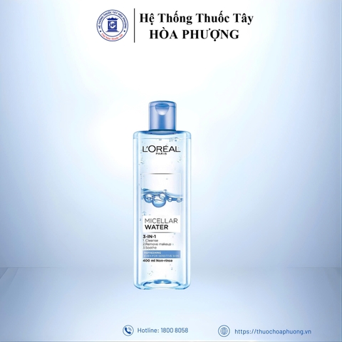 Nước tẩy trang L’Oreal màu xanh nhạt cho da nhạy cảm – L’oreal Paris Micellar Water 3 in 1 Refreshing