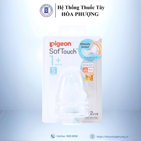 Núm vú Silicon bìnhPigeon 1 tháng+ Vỉ 2 chiếc
