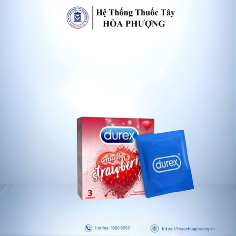 BCS Durex hộp 3 cái dâu strawberry