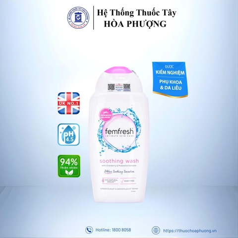 Dung dịch vệ sinh phụ nữ Femfresh Soothing Wash 250ml
