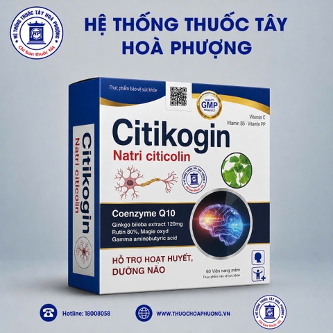 Citikogin - Natri citicolin hộp 6 vỉ x10 viên