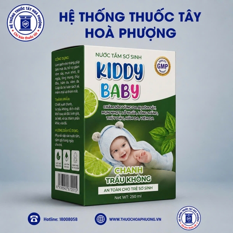 Nước tắm sơ sinh Kiddy Baby chanh trầu không 250ml