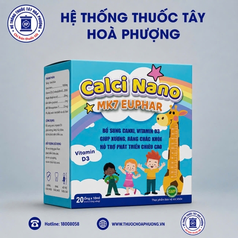 Calci Nano MK7 Euphar hộp 20 ống x 10ml