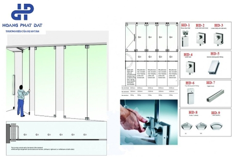 Cửa kính xếp trượt mẫu 3