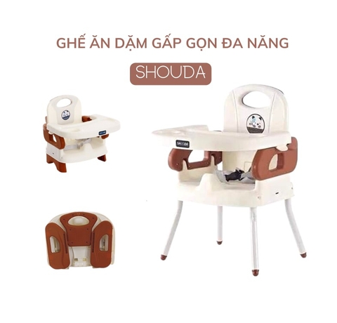 Ghế ăn dặm gấp gọn SHOUDA cho bé là một loại ghế được thiết kế chuyên dụng cho trẻ em từ 5 tháng tuổi trở lên nhằm đáp ứng nhu cầu ăn dặm của trẻ. Bên cạnh đó, dòng sản phẩm này còn được bổ sung thêm các chi tiết đặc biệt bao gồm mặt khay ăn, họa tiết màu