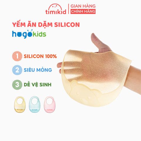 Yếm Ăn Dặm Silicone Dẻo Trong Suốt Siêu Nhẹ Hình Gấu Không Thấm Nước