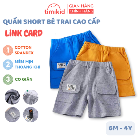 Quần Short Bé Trai Link Card DG - Quần Thun Cho Bé Cotton Co Giãn, Mềm Mịn, Thoáng Khí - Timikid