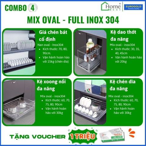 COMBO Phụ kiện tủ bếp cao cấp EUROGOLD (4 Món) - Combo 4