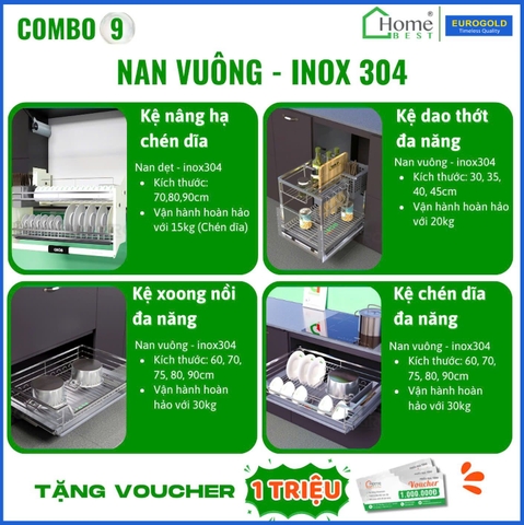 COMBO Phụ kiện tủ bếp cao cấp EUROGOLD (4 Món) - Combo 9