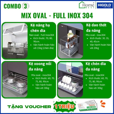 COMBO Phụ kiện tủ bếp cao cấp HIGOLD (4 Món) - Combo 3